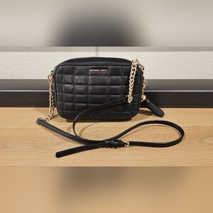 Michael Kors Quilted Black Crossbody Bag with Gold Chain